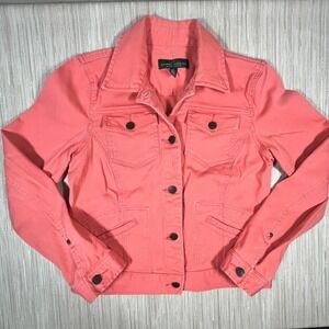 LAUREN JEANS CO Ralph Lauren Coral Denim Jacket Women Size M Button Front